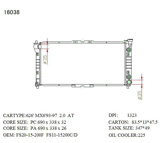KWM KRA30038 Radiator – 26mm Core, Auto | Ford Telstar 4-Cyl 1992–1996